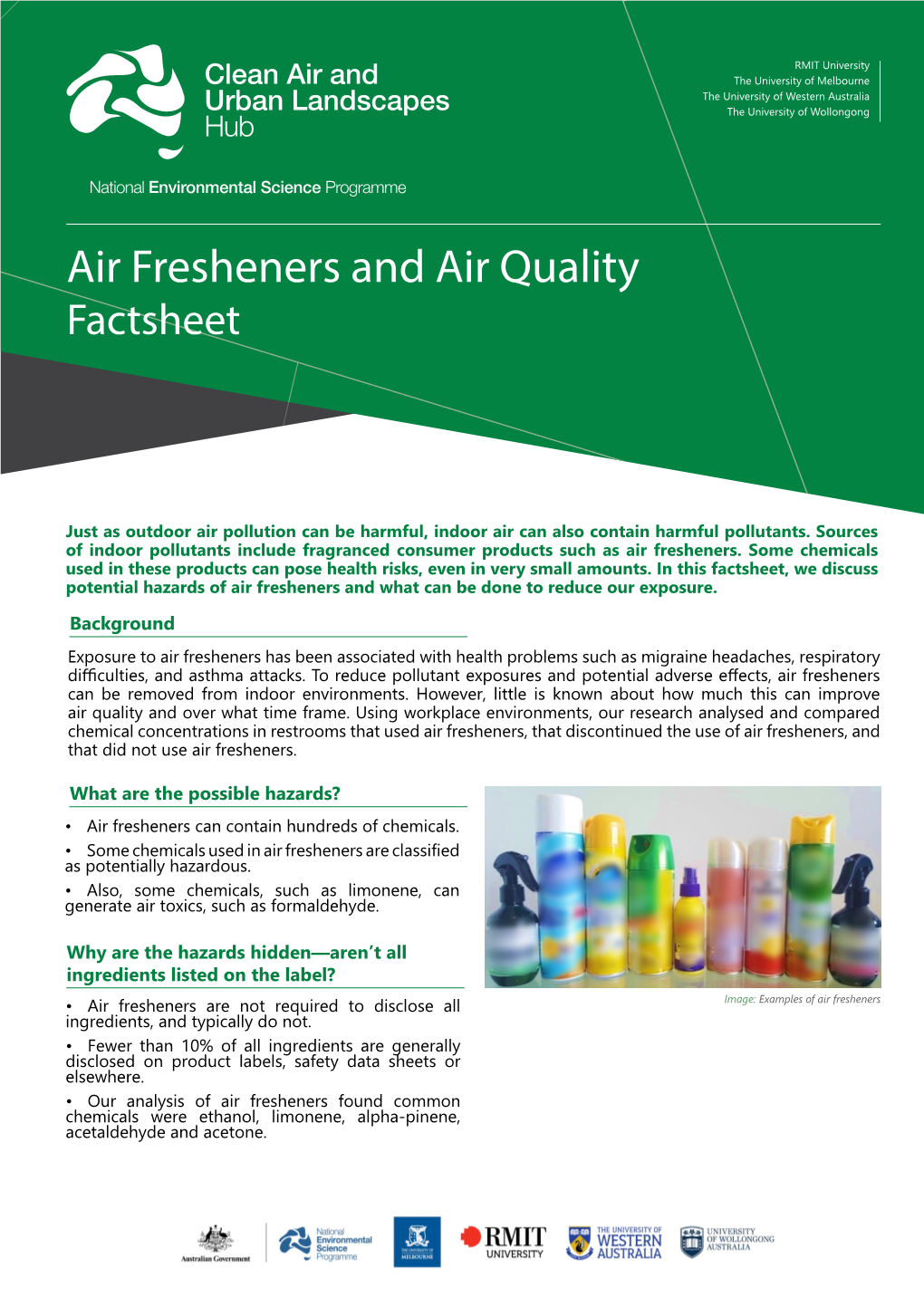 Air Fresheners and Air Quality Factsheet
