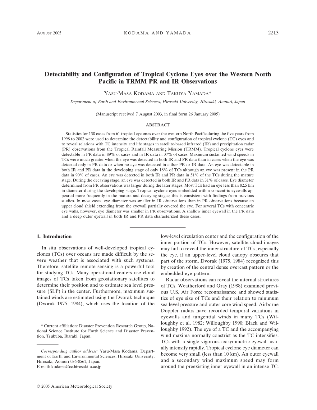 Detectability and Configuration of Tropical Cyclone Eyes Over the Western North Pacific in TRMM PR and IR Observations