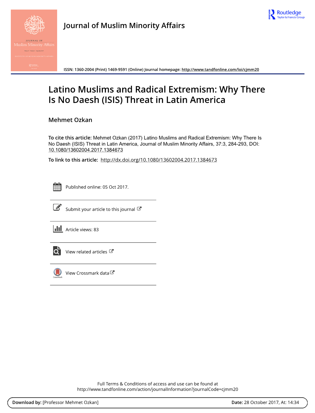 Latino Muslims and Radical Extremism: Why There Is No Daesh (ISIS) Threat in Latin America