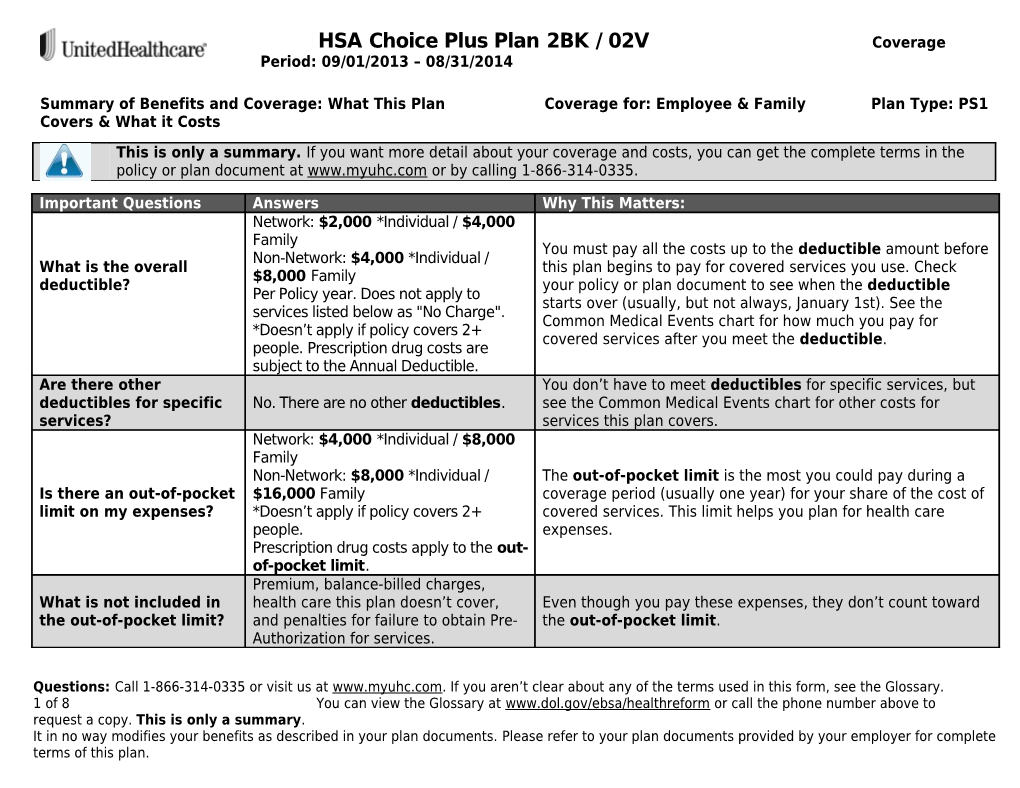 Health Plan Name: Insurance Company 1 s1