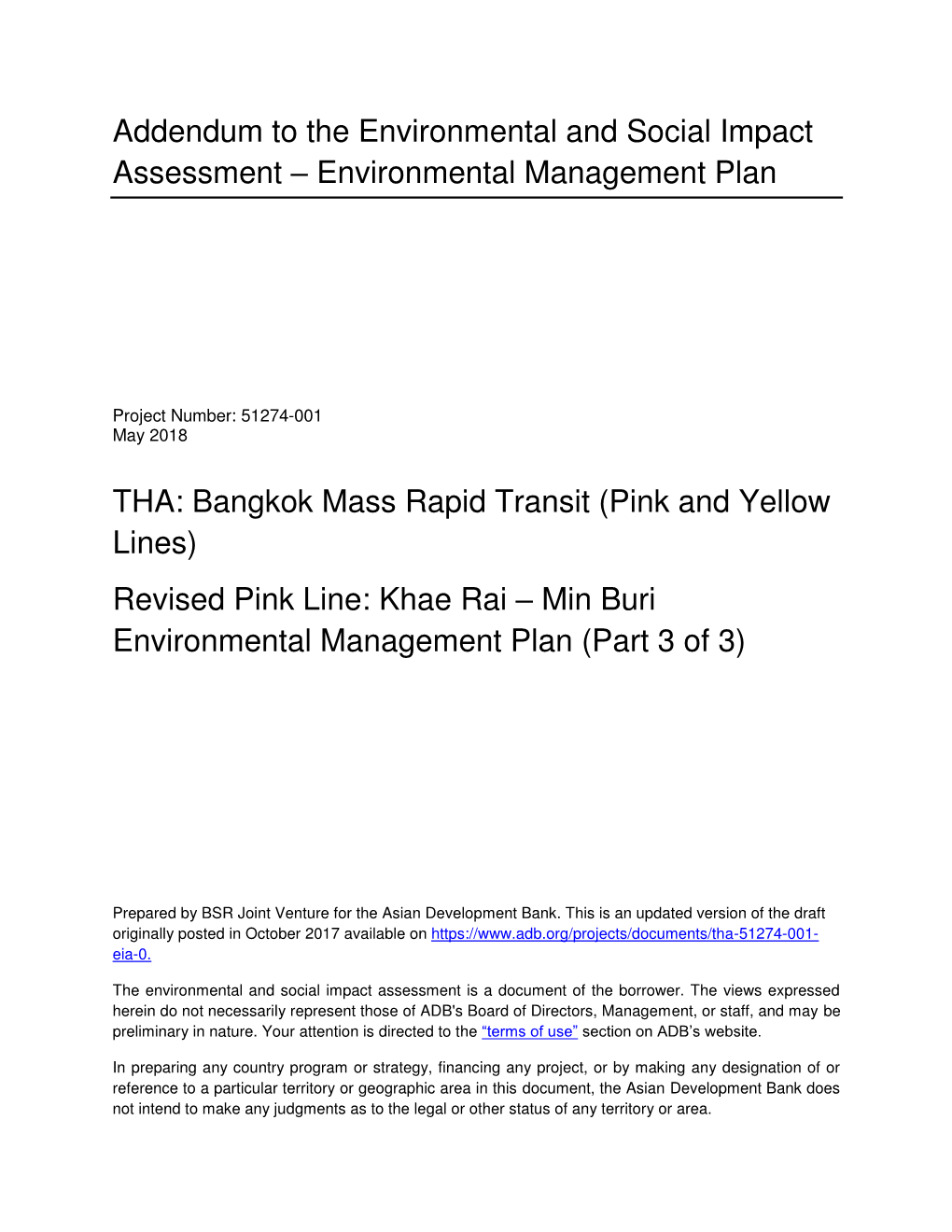 Revised Pink Line: Khae Rai – Min Buri Environmental Management Plan (Part 3 of 3)