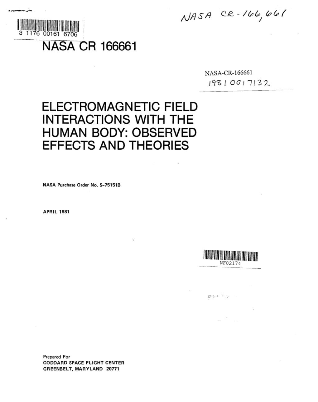 Nasa Cr 166661 Electromagnetic Field Interactions with the Human Body