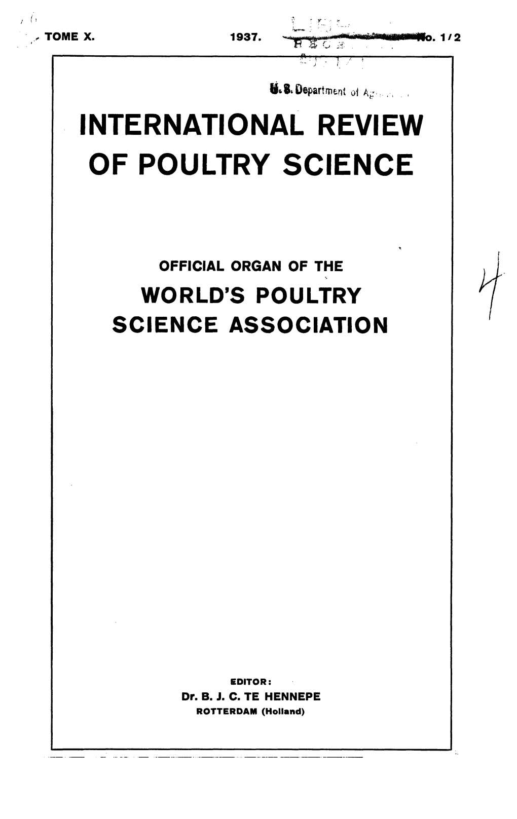 International Review of Poultry Science