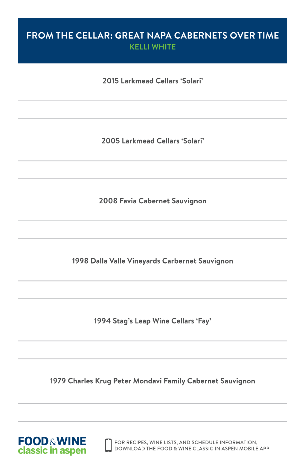 Great Napa Cabernets Over Time from the Cellar: Great Napa Cabernets Over Time Kelli White Kelli White