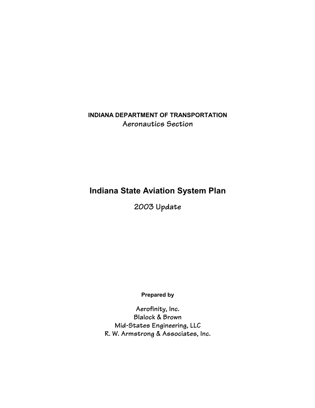 2003 Indiana State Aviation System Plan