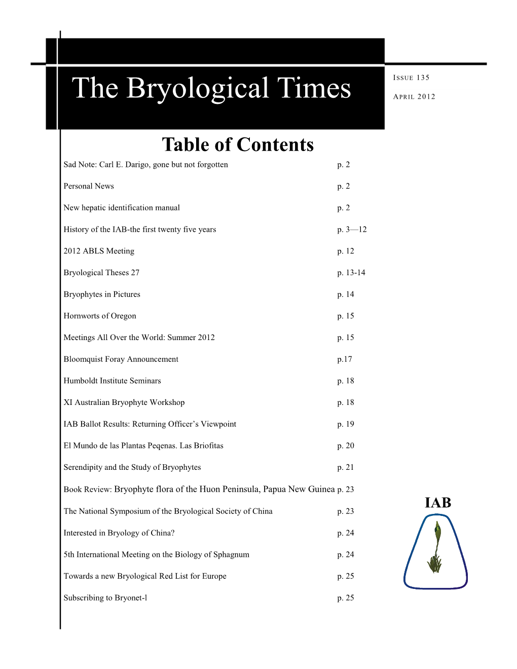 The Bryological Times APRIL 2012