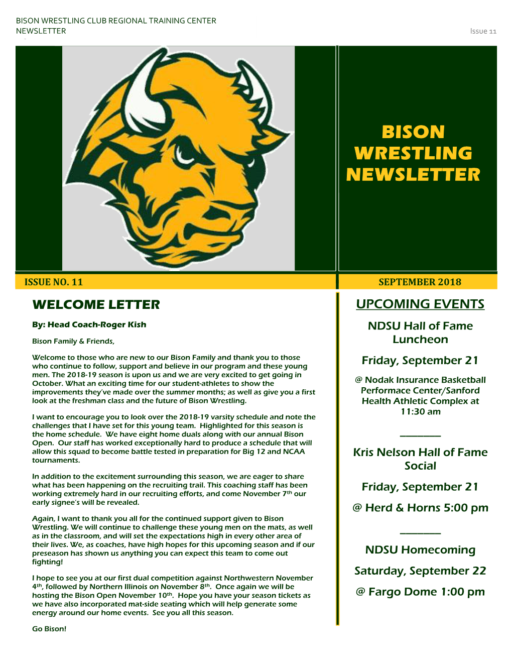 Bison Wrestling Newsletter