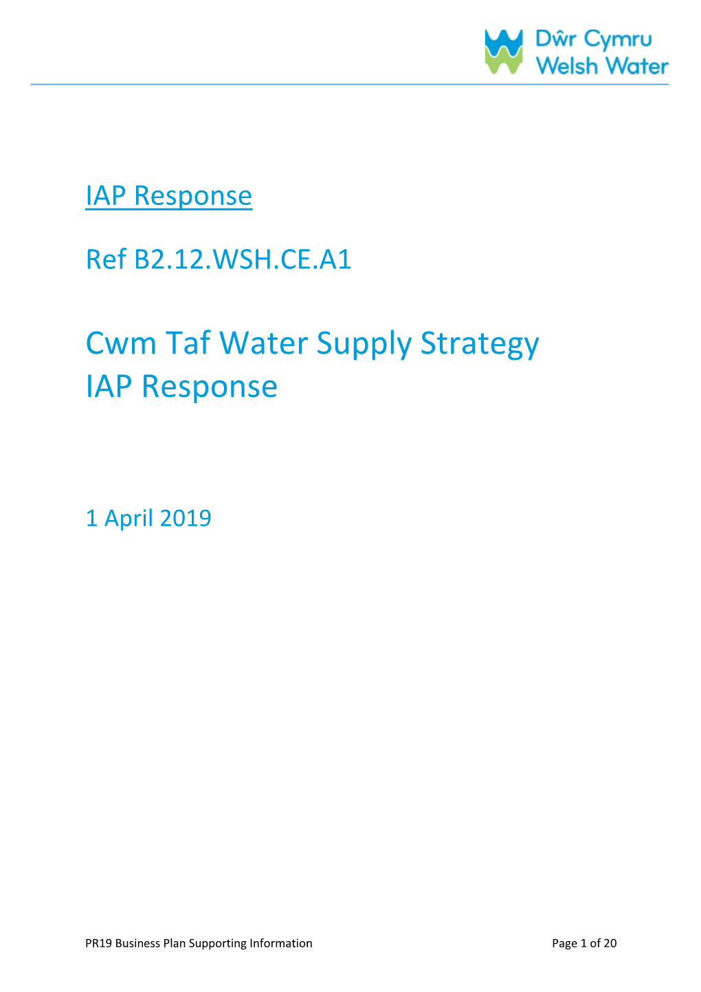 Cwm Taf Water Supply Strategy IAP Response