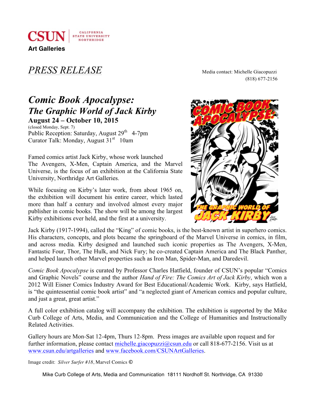 PRESS RELEASE Comic Book Apocalypse