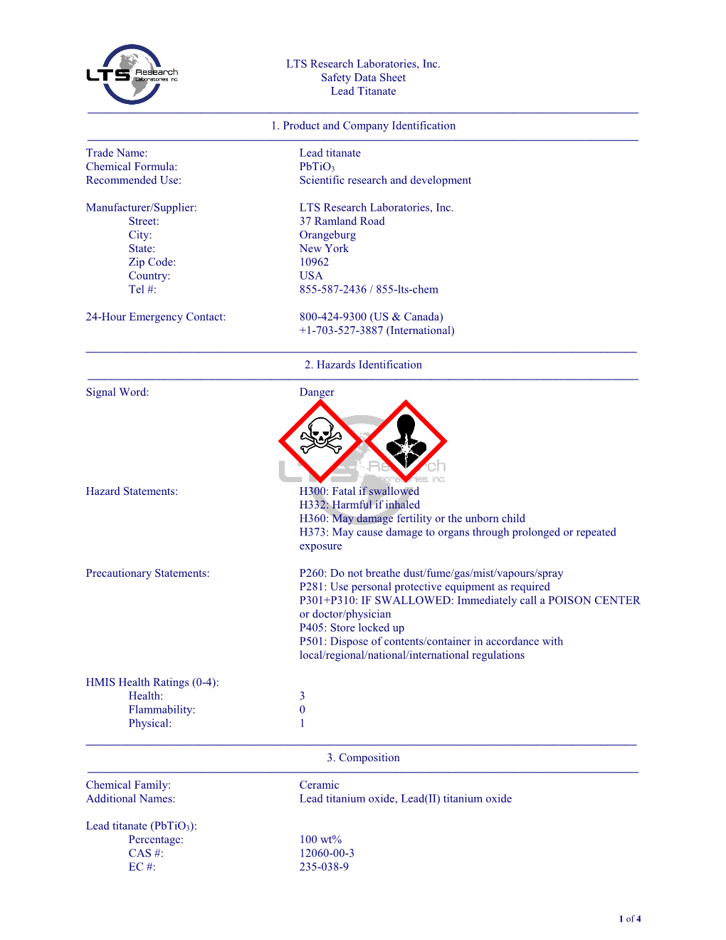 Material Safety Data Sheet