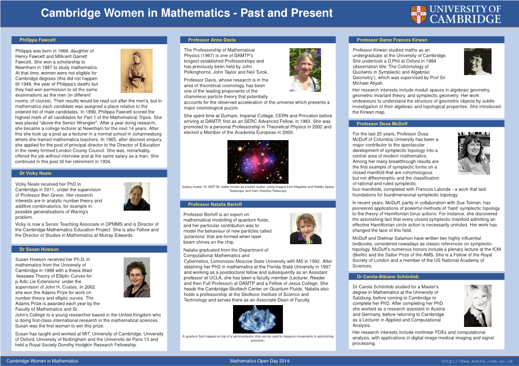 Cambridge Women in Mathematics - Past and Present