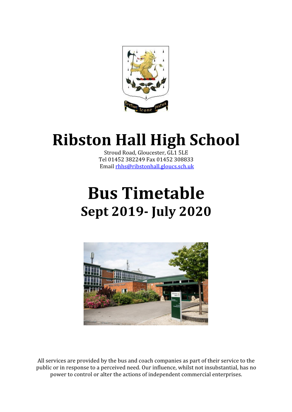 Bus Timetable Sept 2019- July 2020