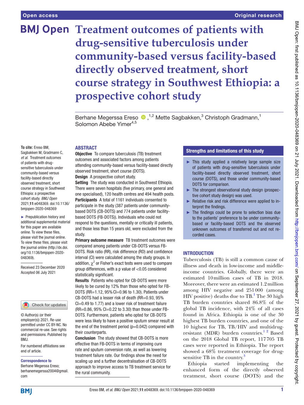 Treatment Outcomes of Patients with Drug