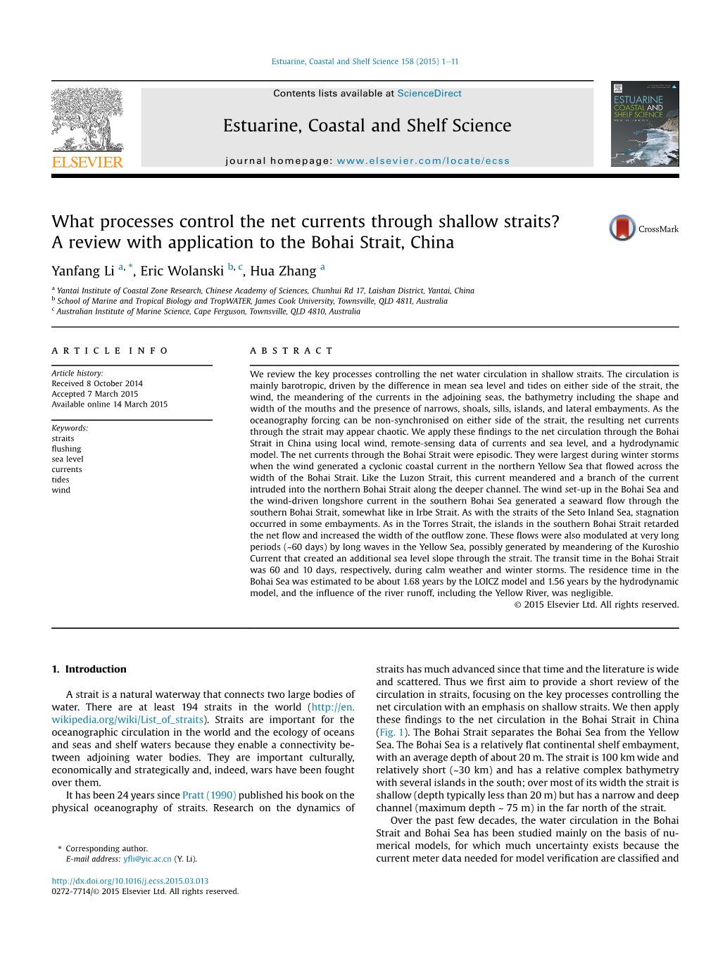 Estuarine, Coastal and Shelf Science 158 (2015) 1E11