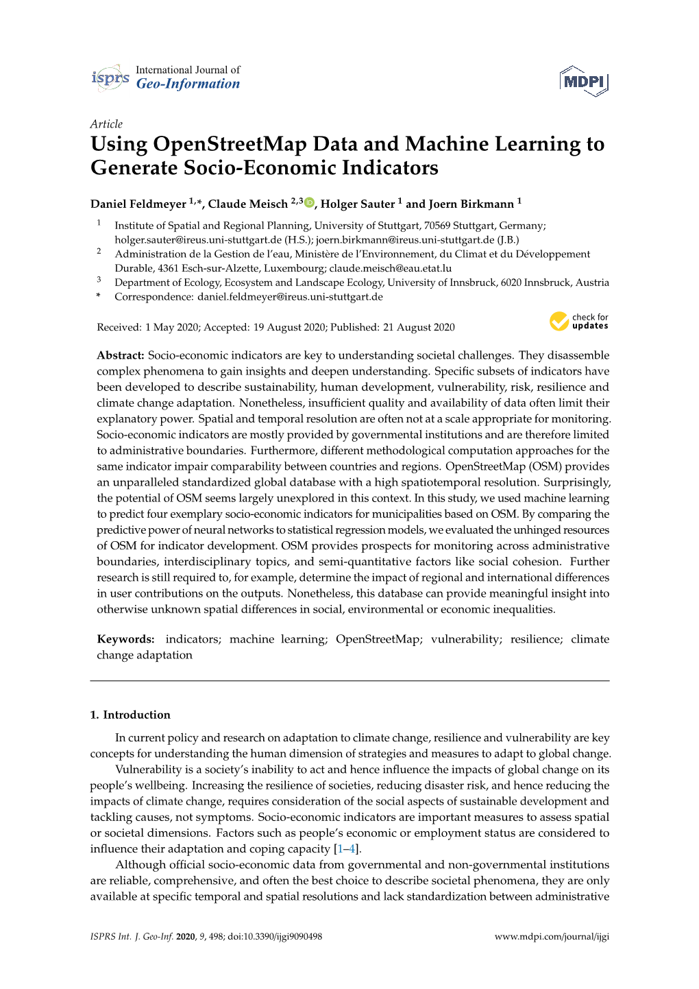 Using Openstreetmap Data and Machine Learning to Generate Socio-Economic Indicators