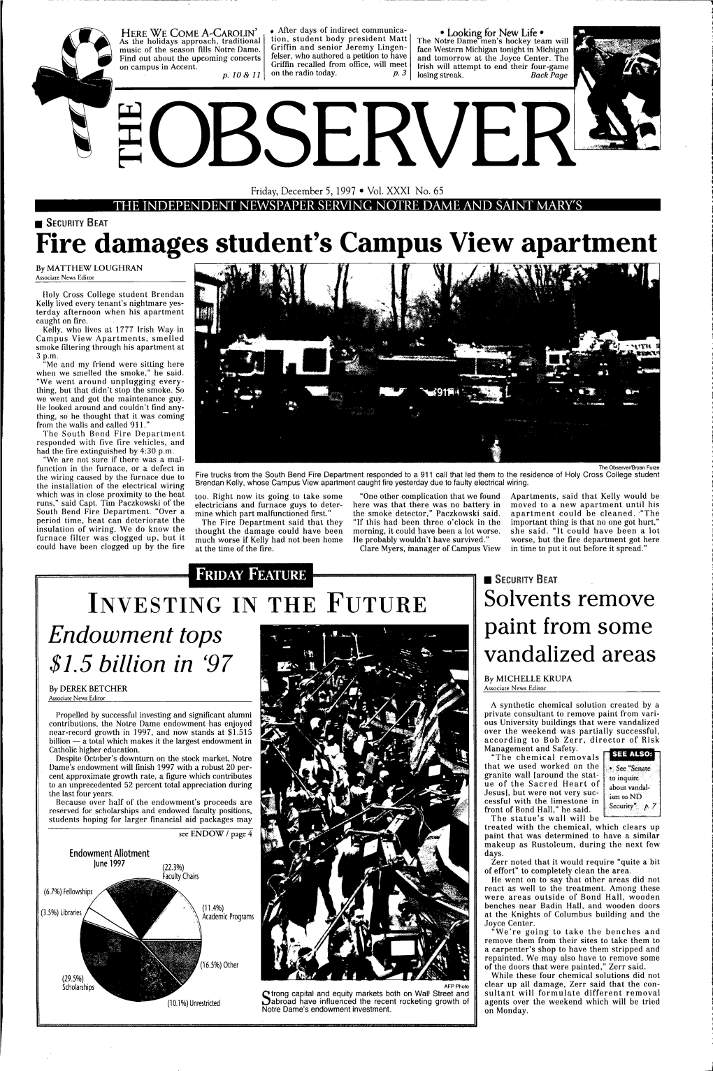 Fire Damages Student's Campus View Apartment by MATTHEW LOUGHRAN Associate News Editor