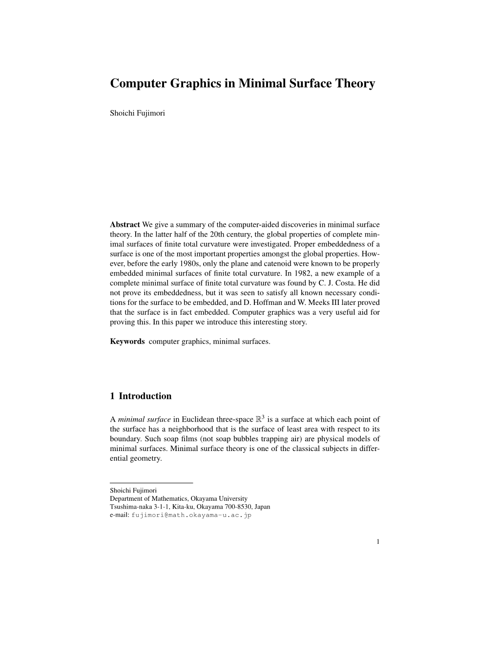 Computer Graphics in Minimal Surface Theory