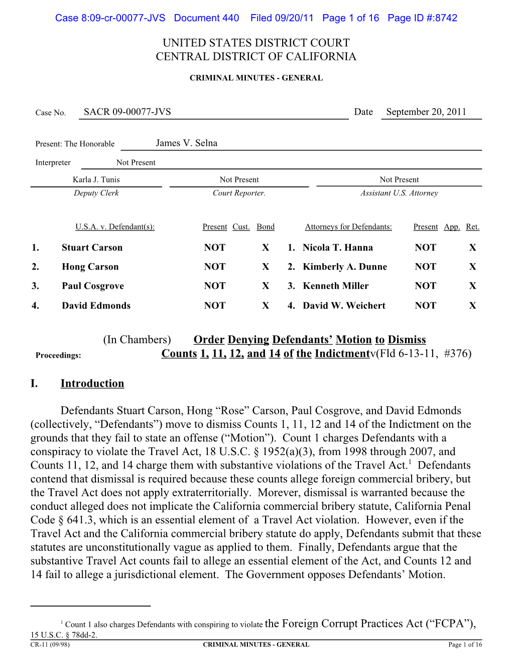 H:\Criminal\JVS Minute Orders\2009\09-00077\09-00077