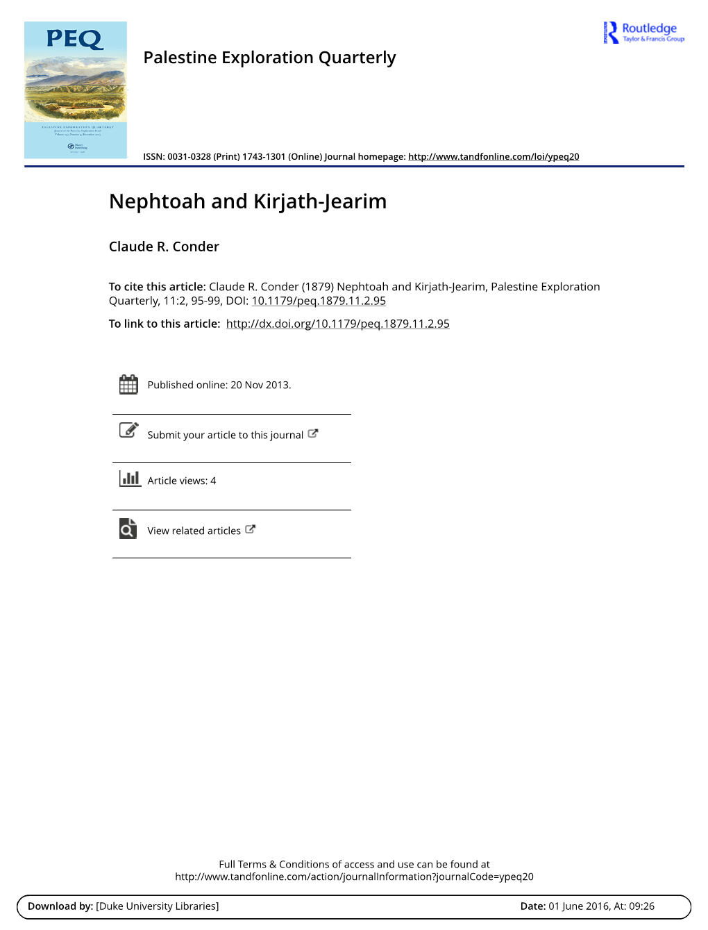 Nephtoah and Kirjath-Jearim