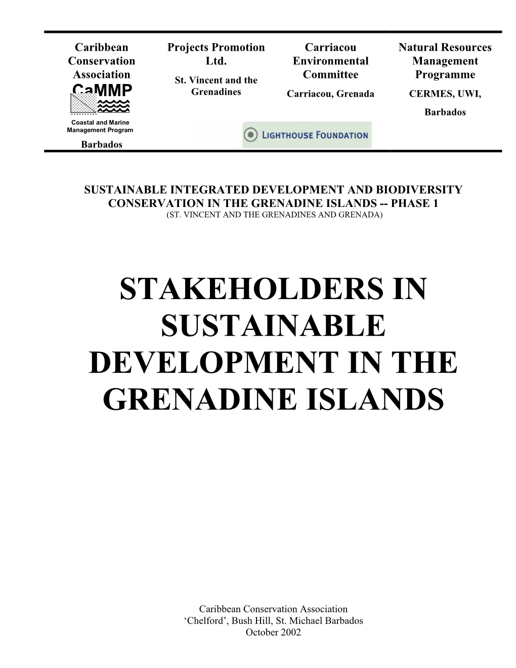 Stakeholders in Sustainable Development in the Grenadine Islands
