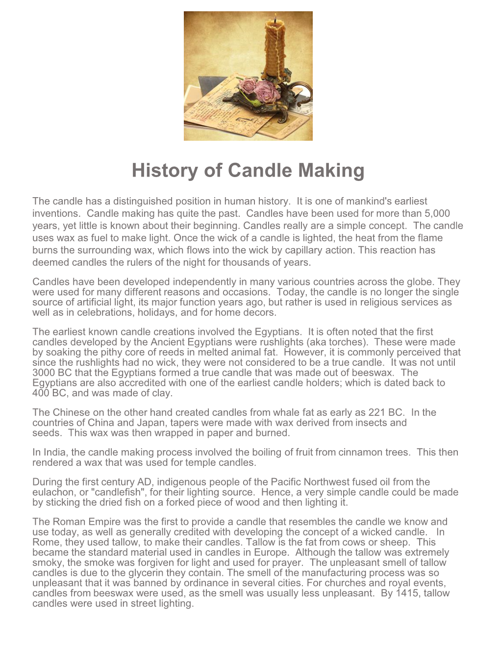 History of Candle Making