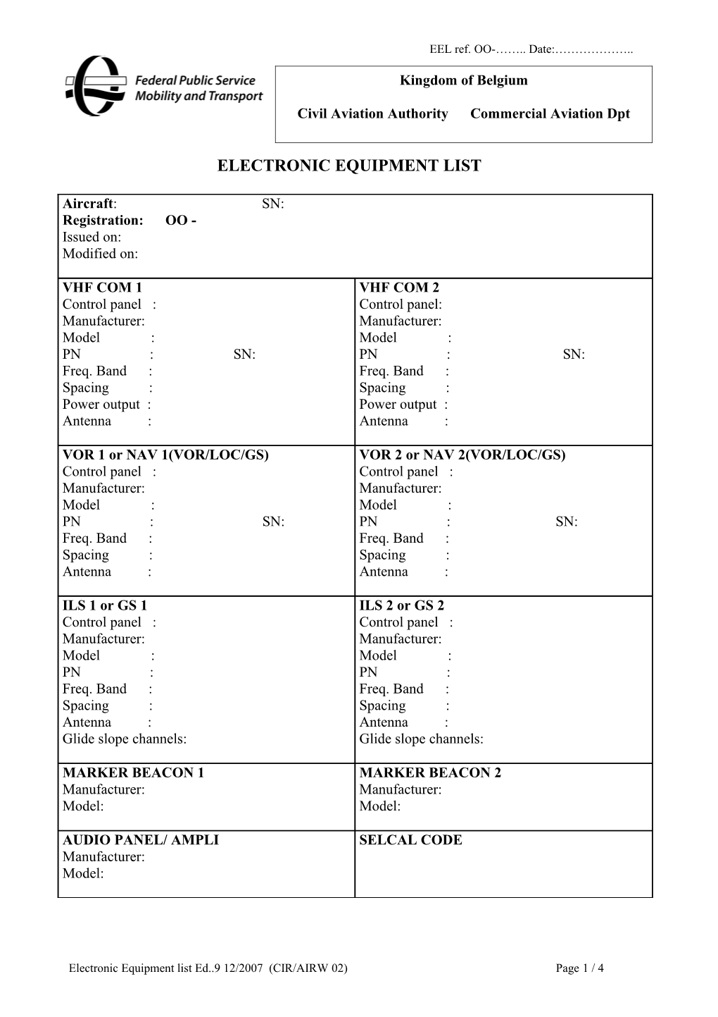 Electronic Equipment List