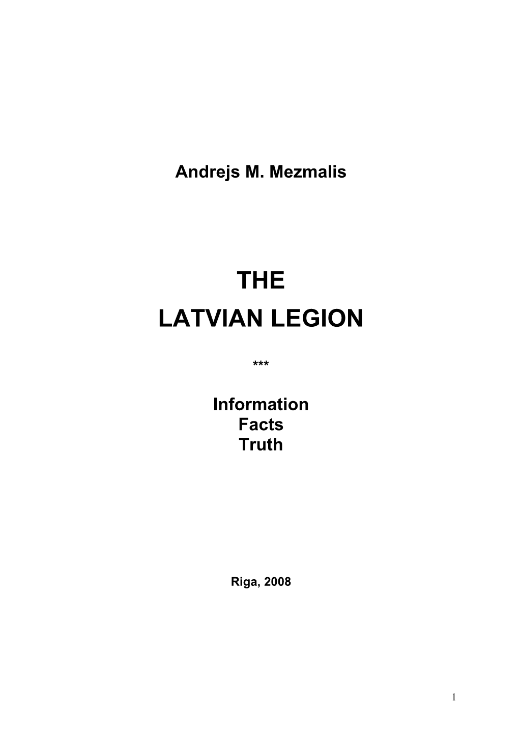 The Latvian Legion) That He Had Compiled in 1949 in Pinneberg, West Germany
