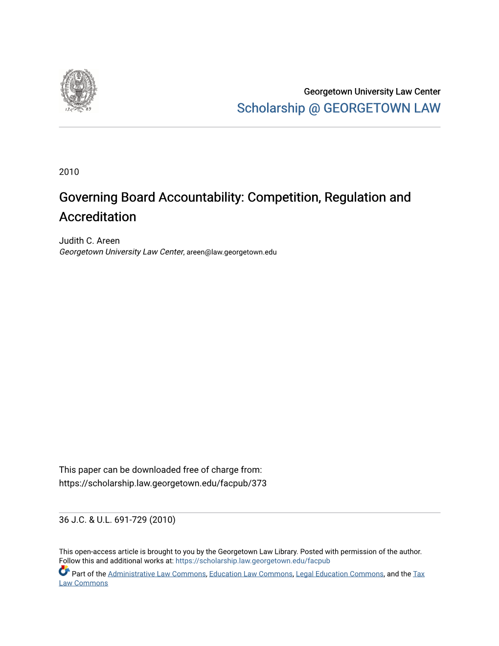 Governing Board Accountability: Competition, Regulation and Accreditation