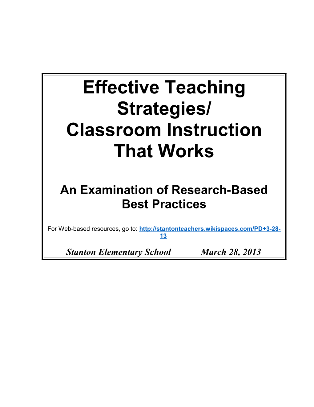 Effective Teaching Strategies