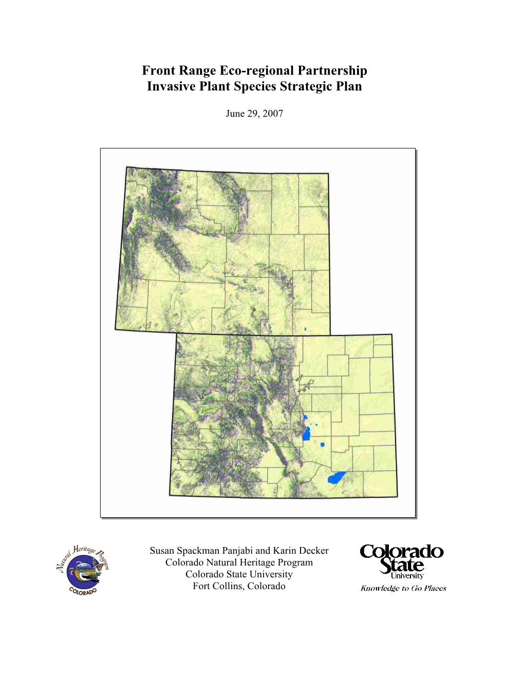 Front Range Eco-Regional Partnership Invasive Plant Species Strategic Plan