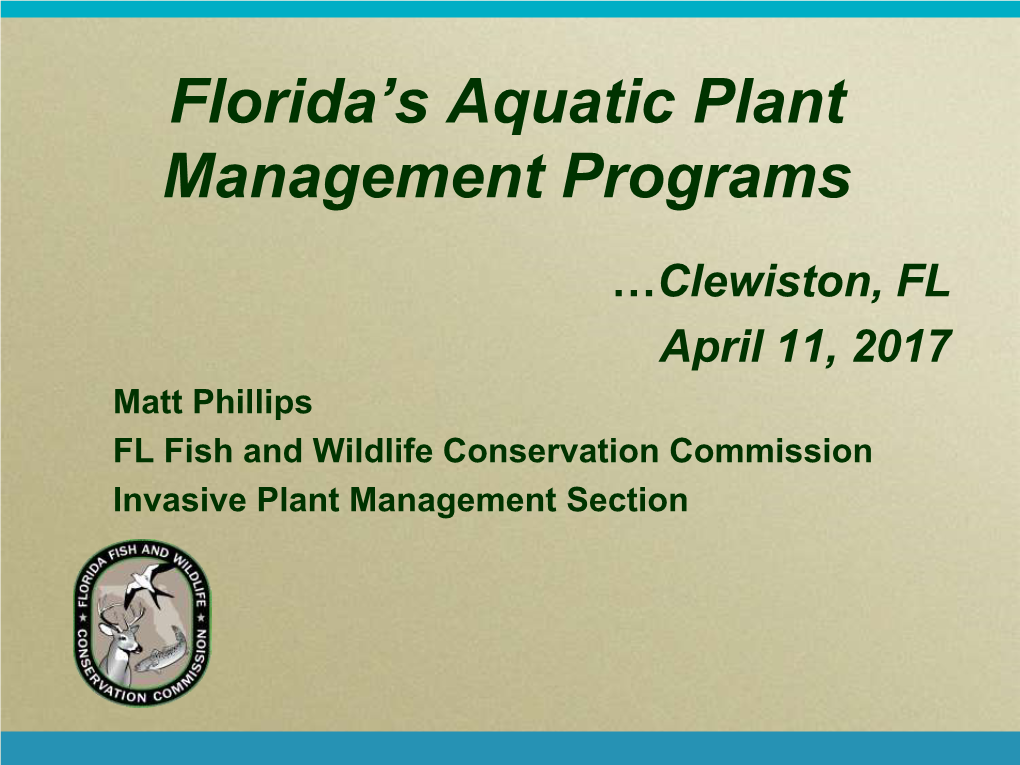 Florida's Aquatic Plant Management Programs