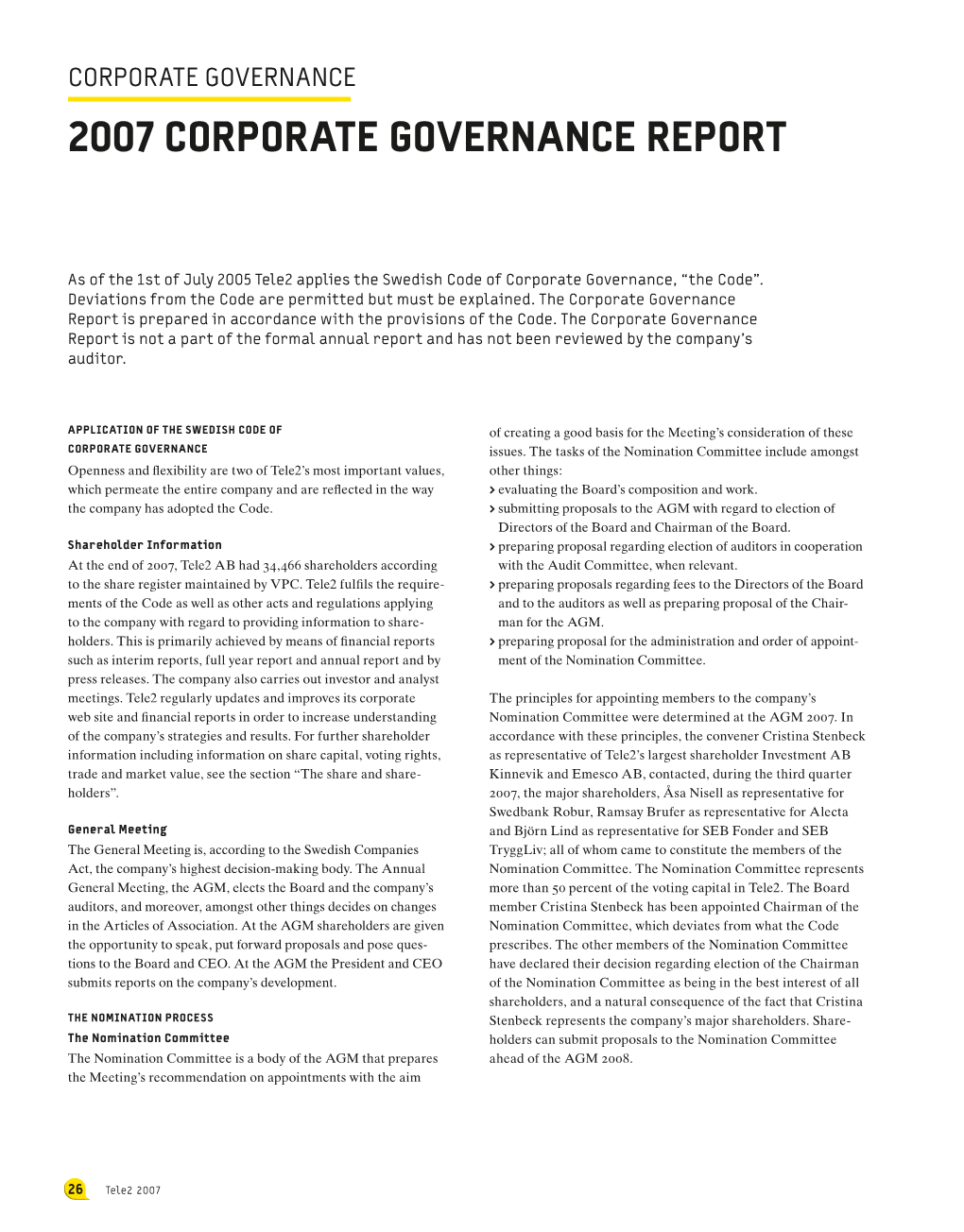 2007 Corporate Governance Report