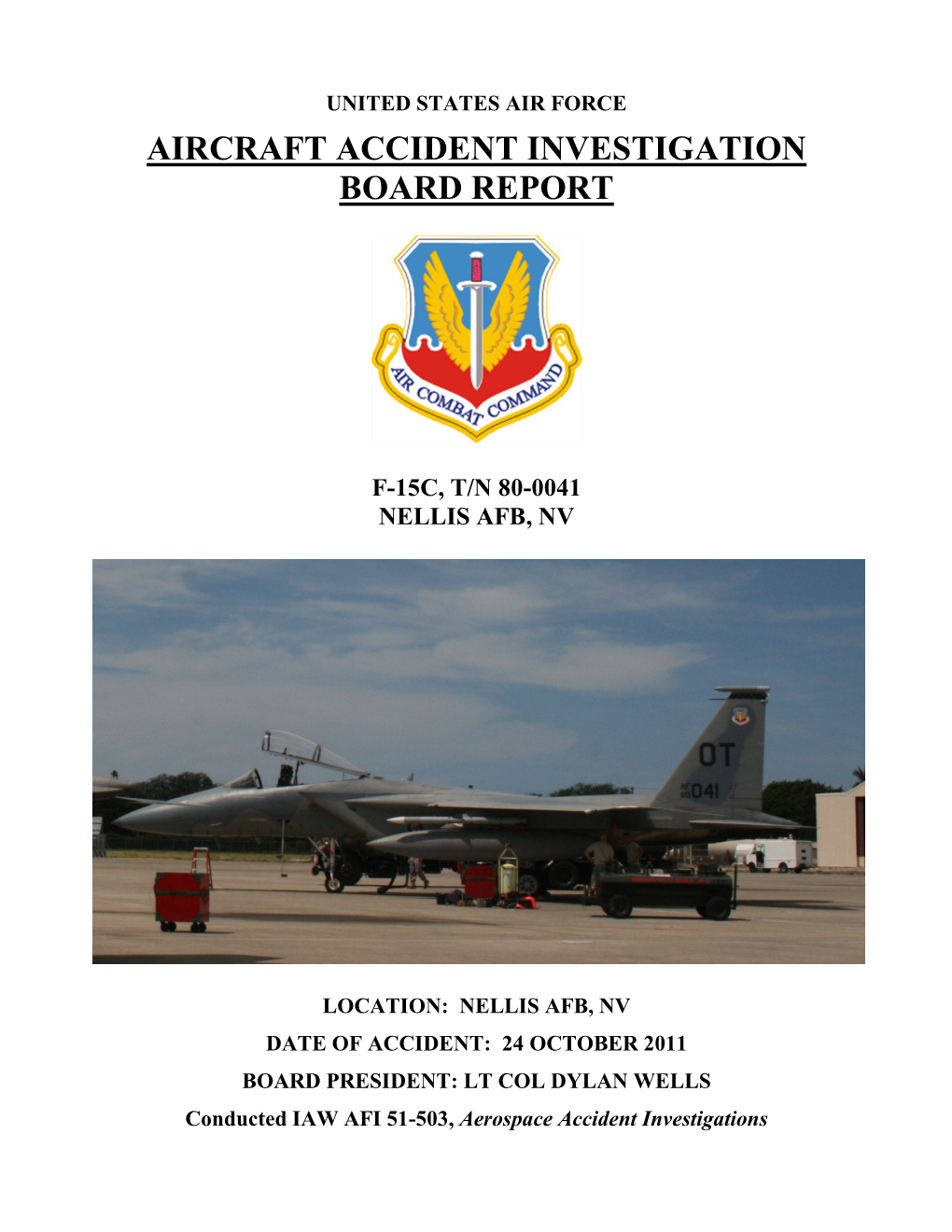 Aircraft Accident Investigation Board Report