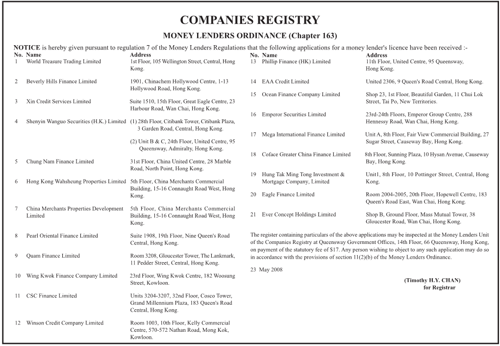 Companies Registry