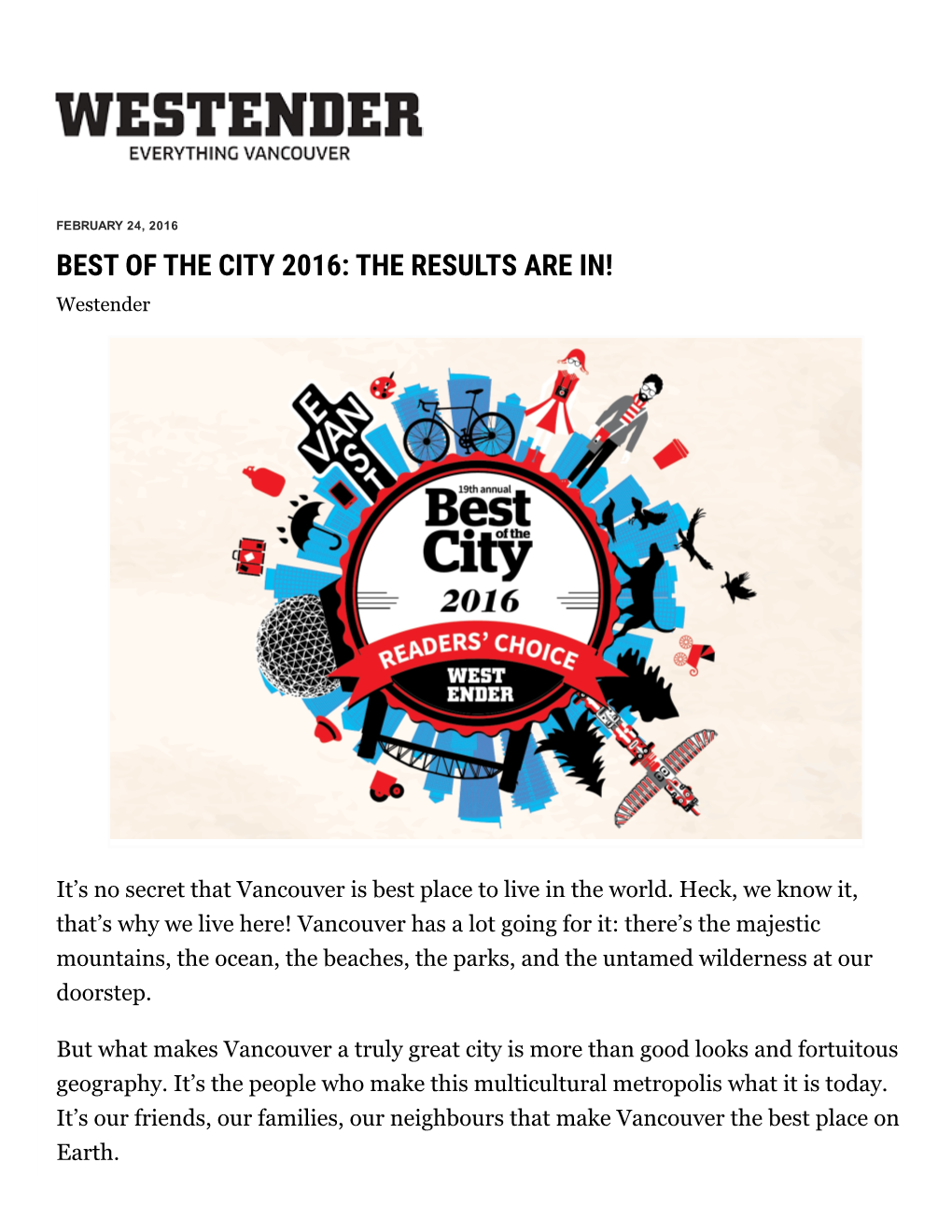 BEST of the CITY 2016: the RESULTS ARE IN! Westender