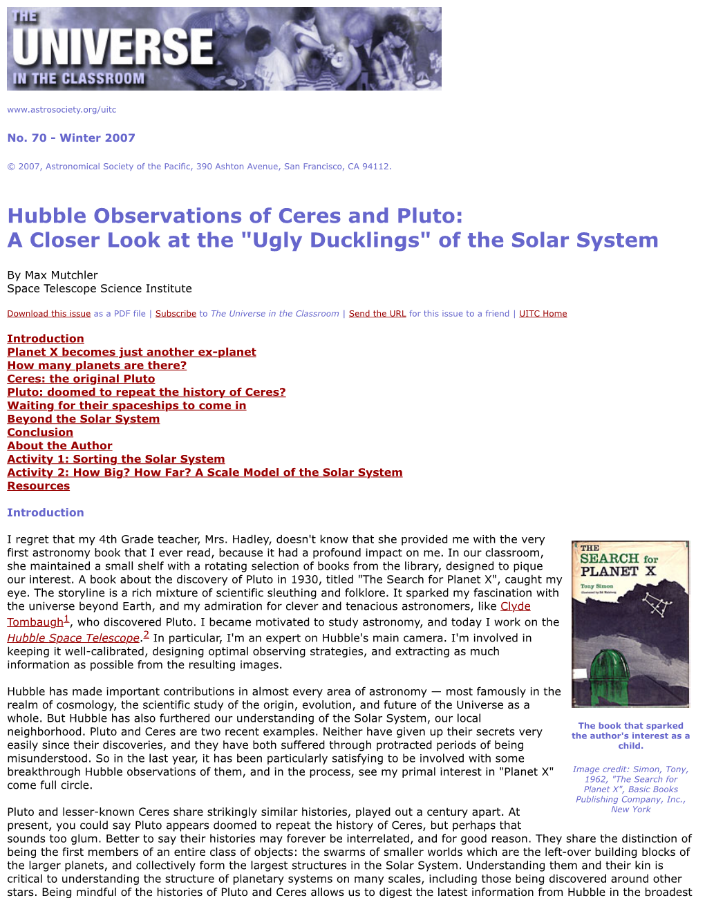 Hubble Observations of Ceres and Pluto: a Closer Look at the 