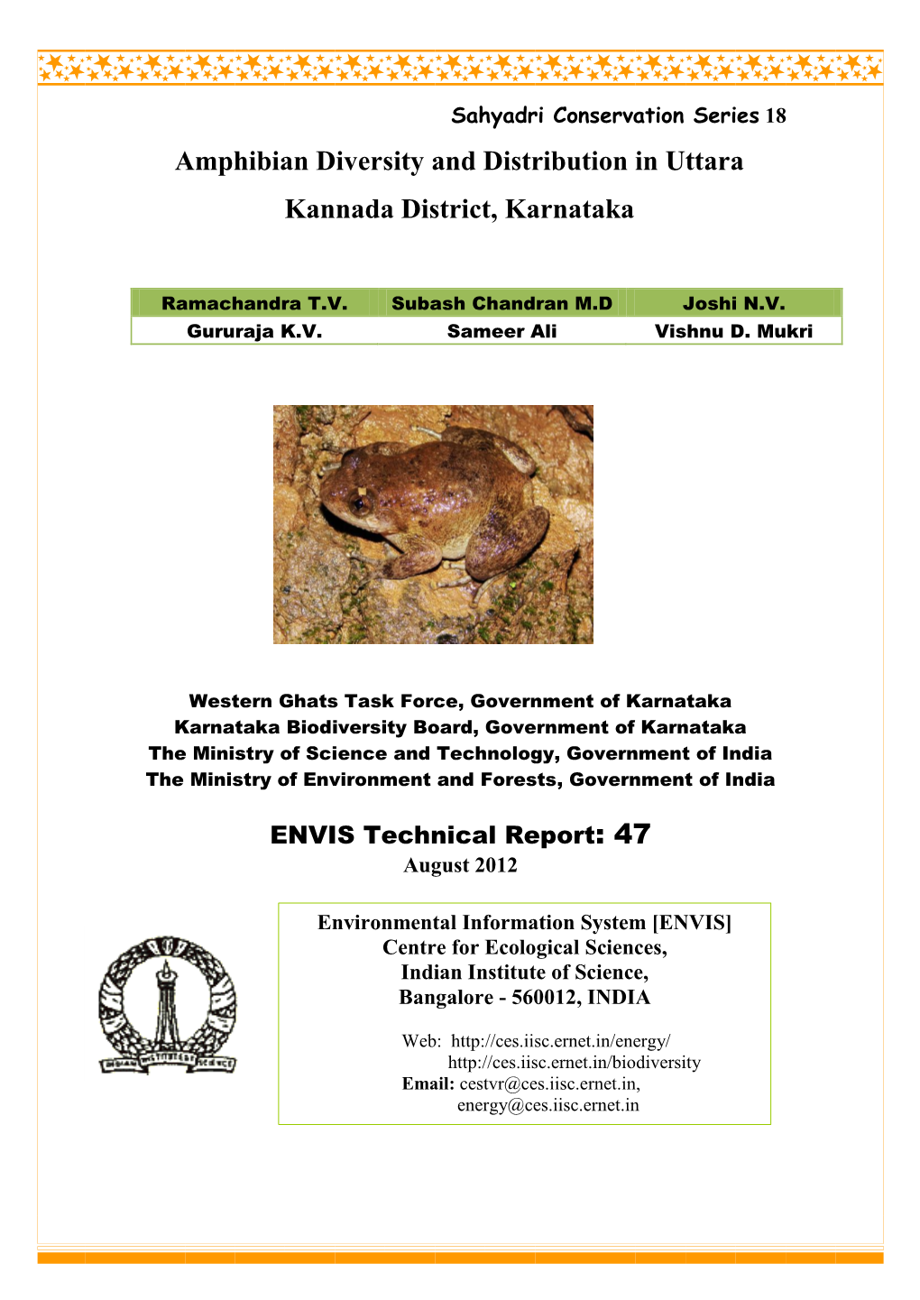 Amphibian Diversity and Distribution in Uttara Kannada District, Karnataka