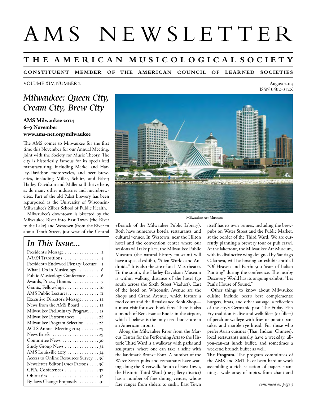 AMS Newsletter August 2014