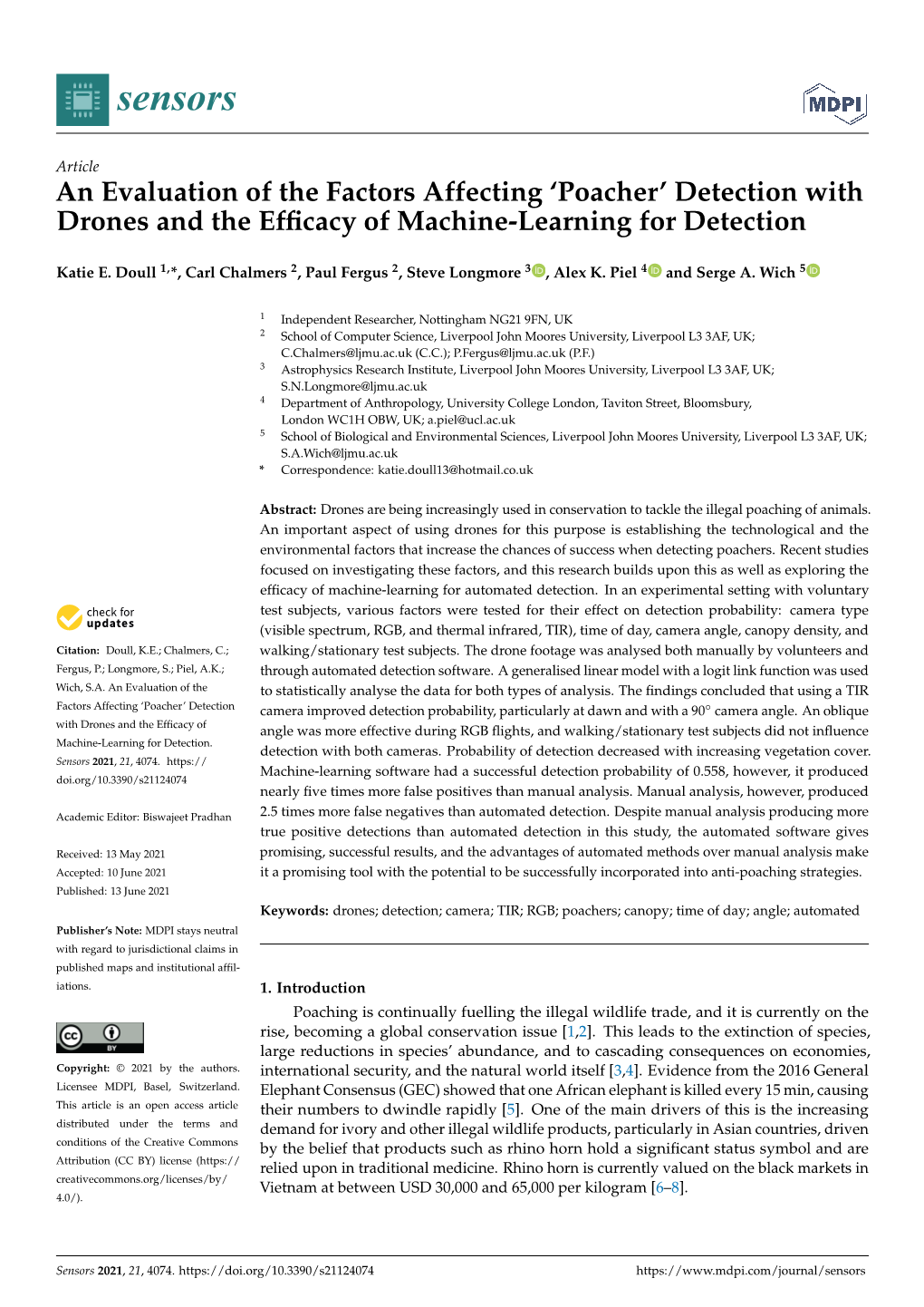 Poacher’ Detection with Drones and the Efﬁcacy of Machine-Learning for Detection
