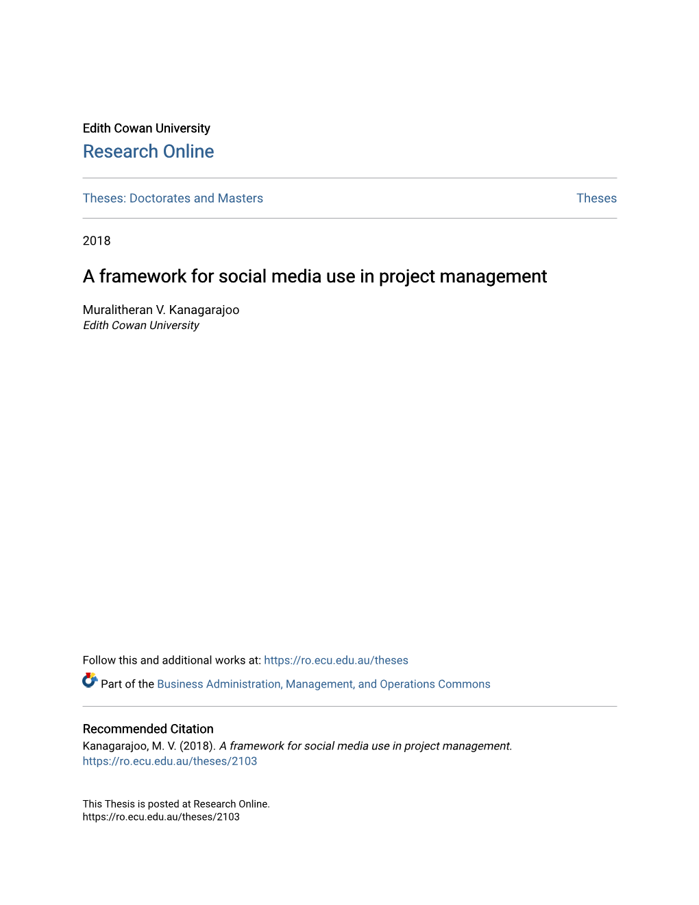 A Framework for Social Media Use in Project Management