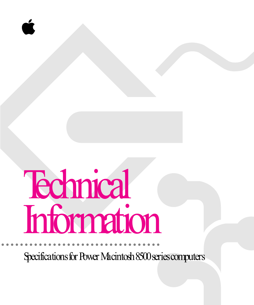 Specifications for Power Macintosh 8500 Series Computers Technical Information