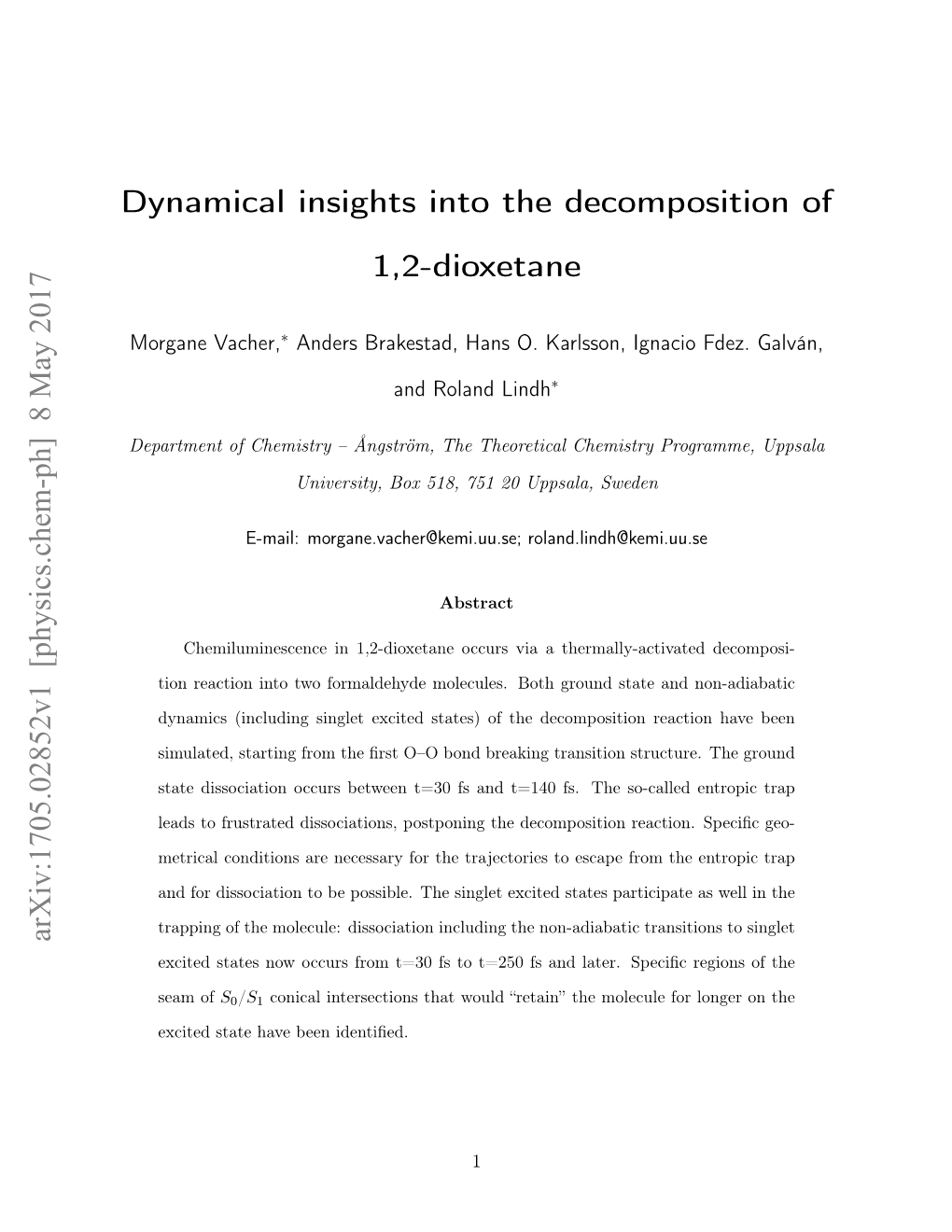 Dynamical Insights Into the Decomposition of 1,2-Dioxetane