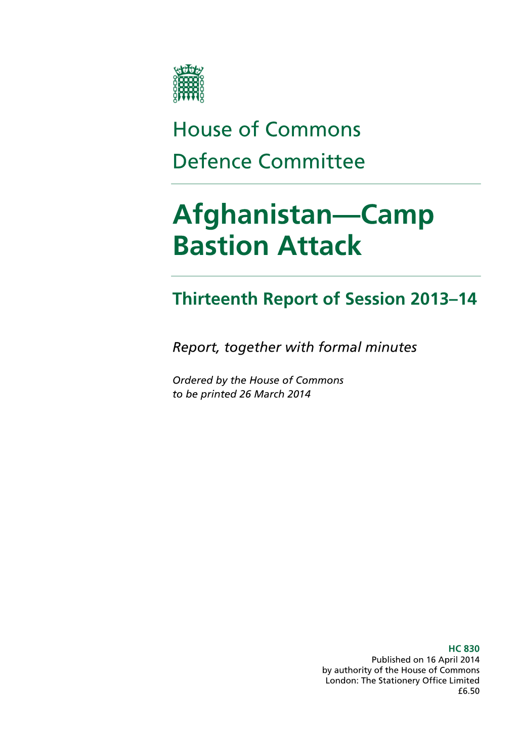 Afghanistan—Camp Bastion Attack