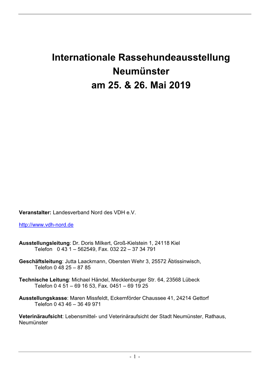 Internationale Rassehundeausstellung Neumünster Am 25. & 26. Mai 2019