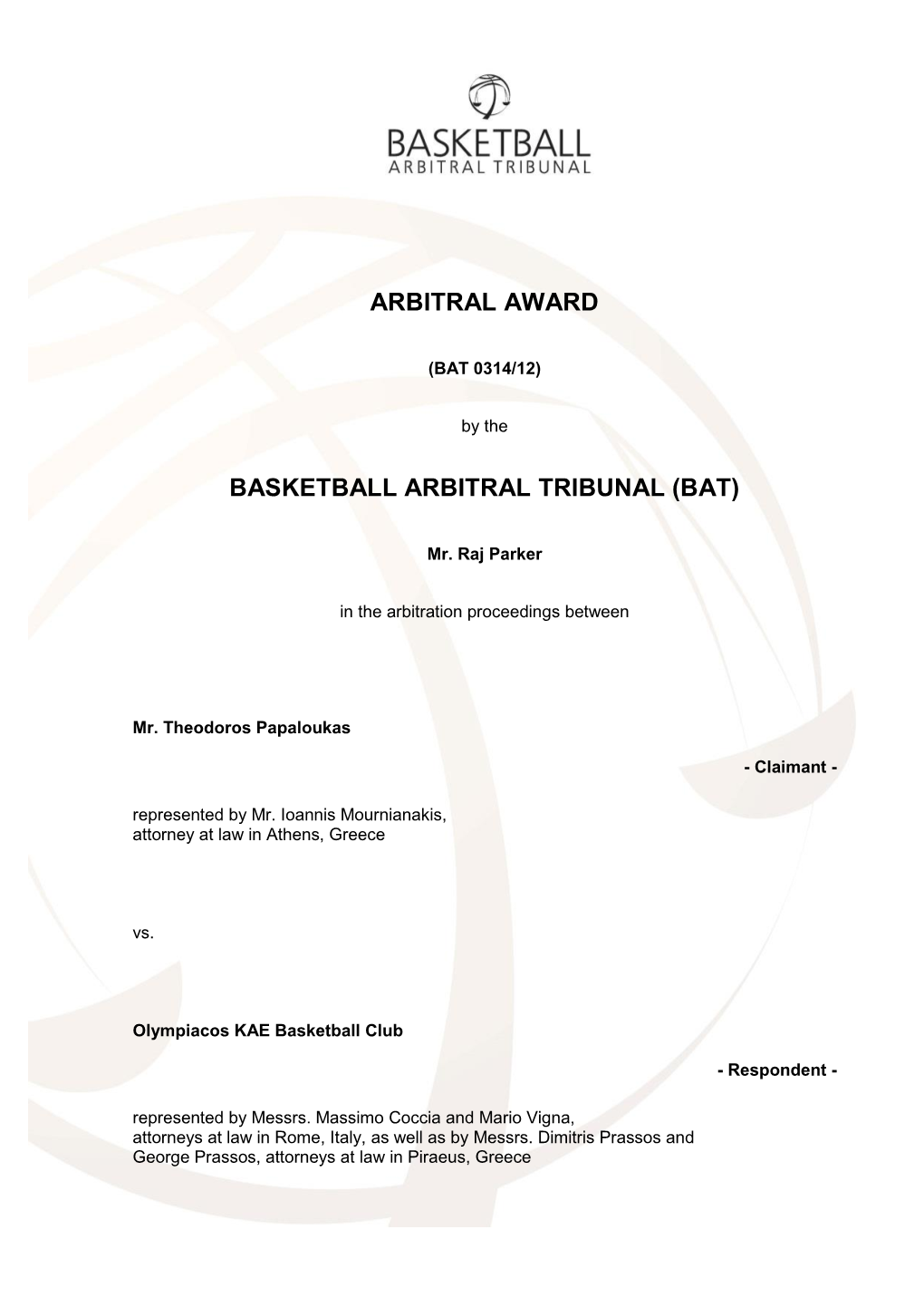 Basketball Arbitral Tribunal (Bat)
