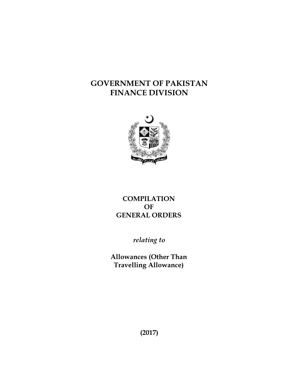 Compilation of General Orders Relating to Various Allowances