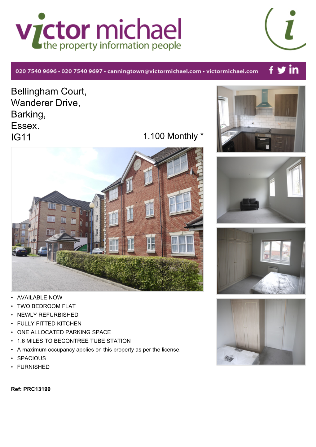 Bellingham Court, Wanderer Drive, Barking, Essex. IG11 1,100 Monthly *