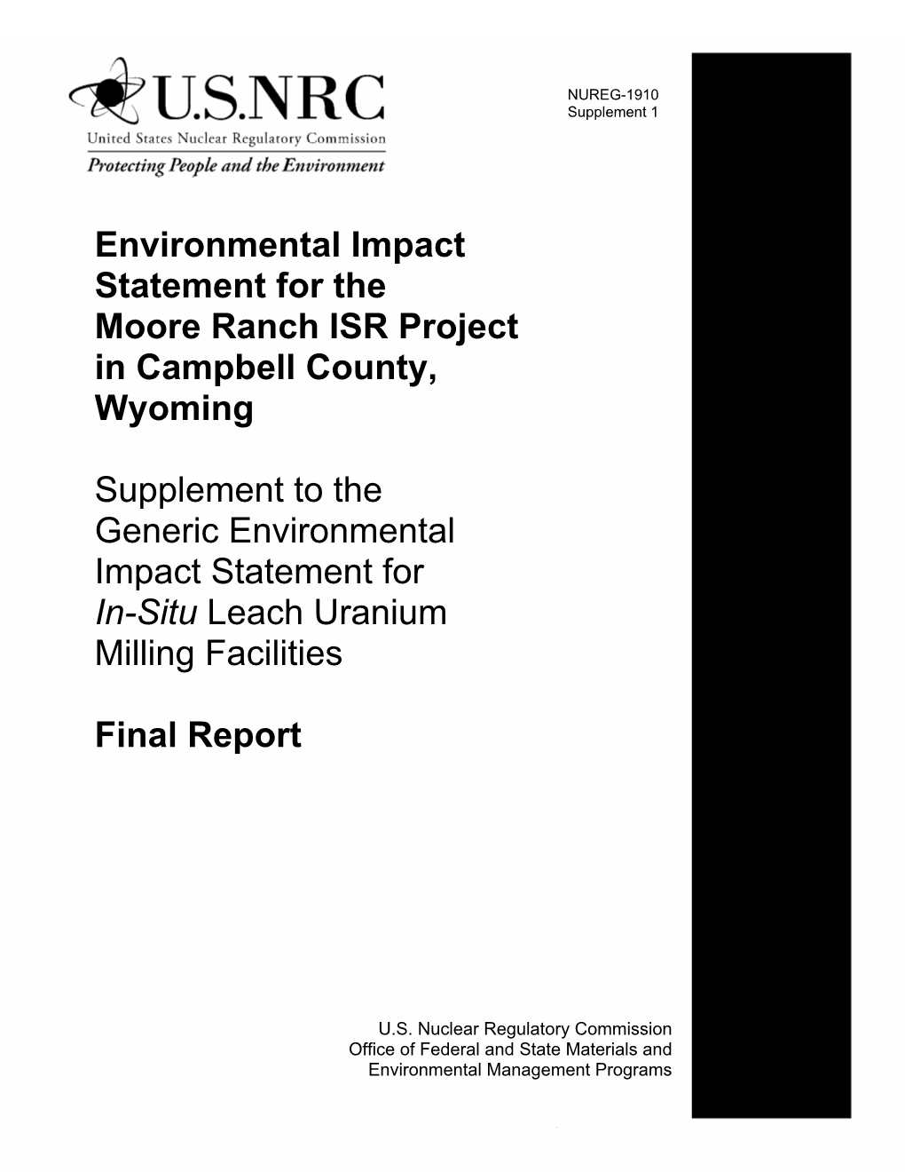 Environmental Impact Statement for the Moore Ranch ISR Project in Campbell County, Wyoming