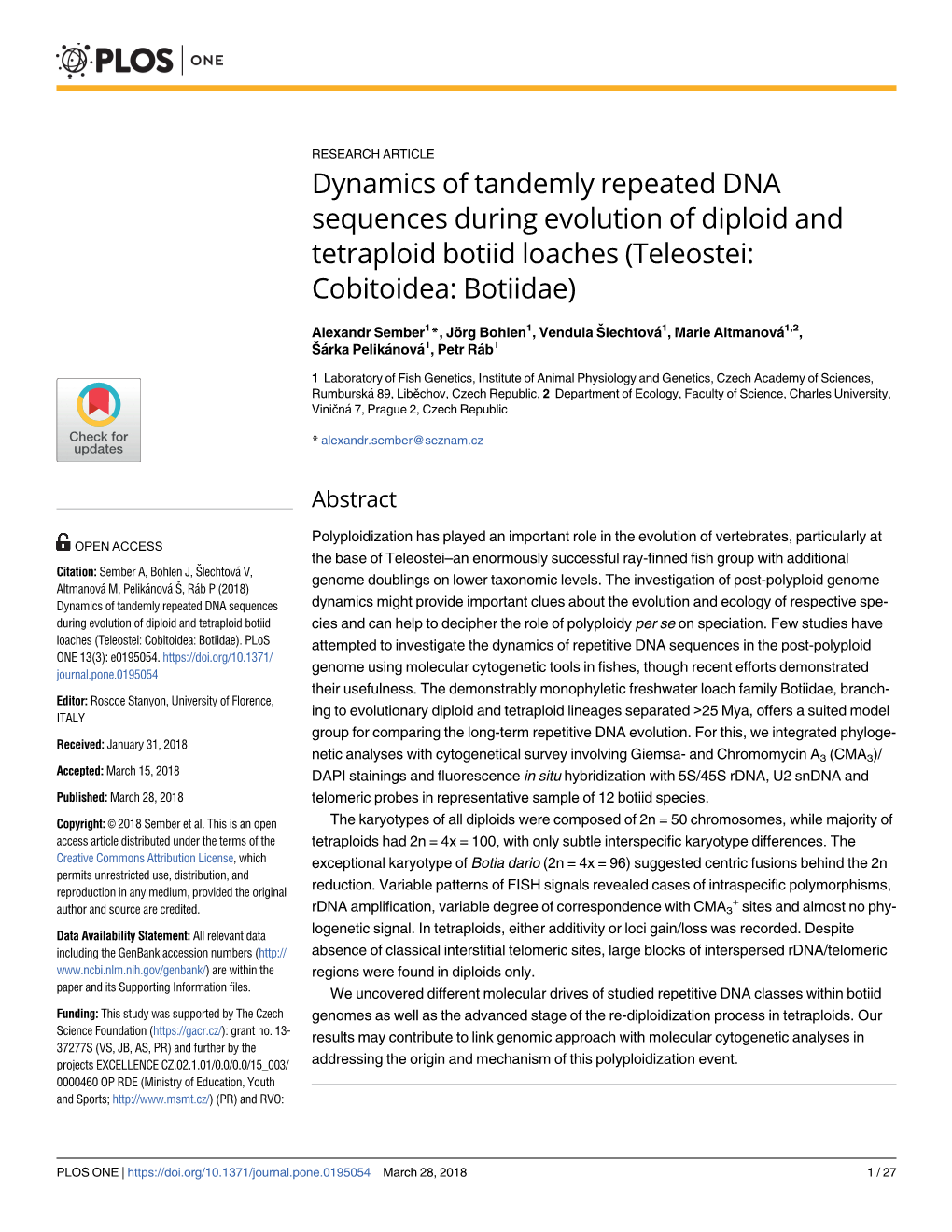 Dynamics of Tandemly Repeated DNA Sequences During Evolution of Diploid and Tetraploid Botiid Loaches (Teleostei: Cobitoidea: Botiidae)