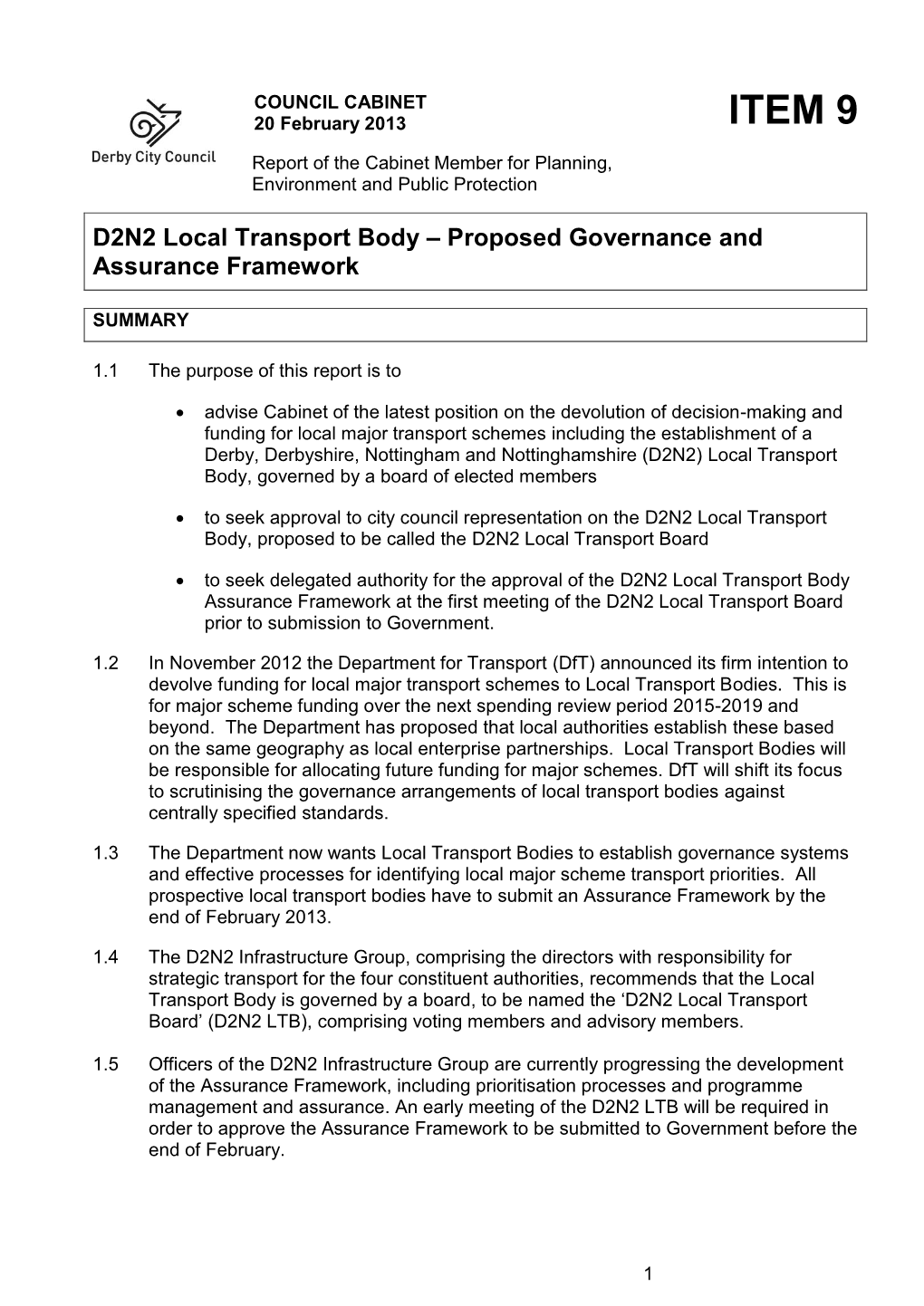 ITEM 9 D2N2 Local Transport Body